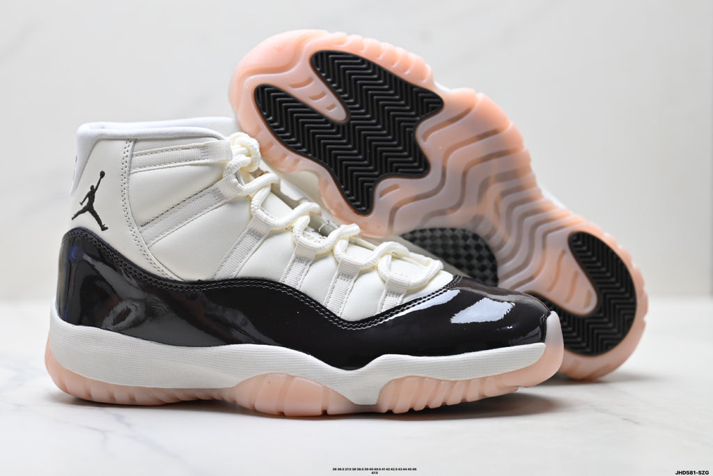 Air Jordan 11 Retro White Black and Pink Unisex Sneakers Style 21 detail view 4