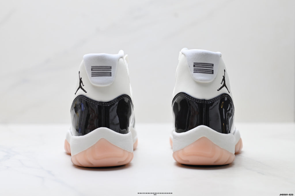 Air Jordan 11 Retro White Black and Pink Unisex Sneakers Style 21 detail view 5