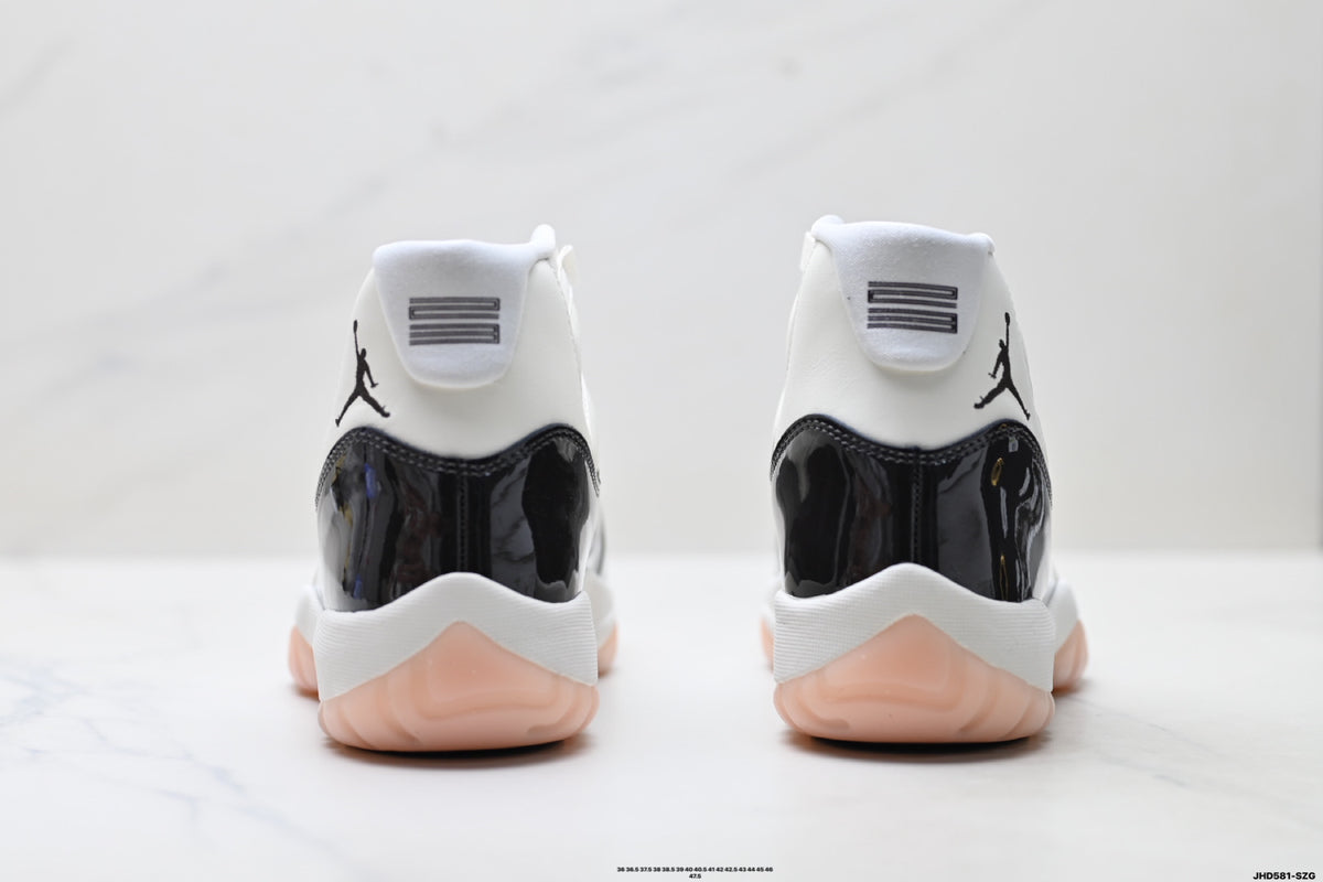 Air Jordan 11 Retro White Black and Pink Unisex Sneakers Style 21 detail view 5