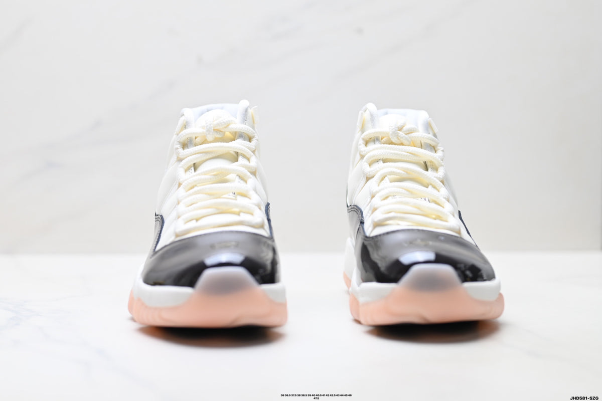 Air Jordan 11 Retro White Black and Pink Unisex Sneakers Style 21 detail view 6