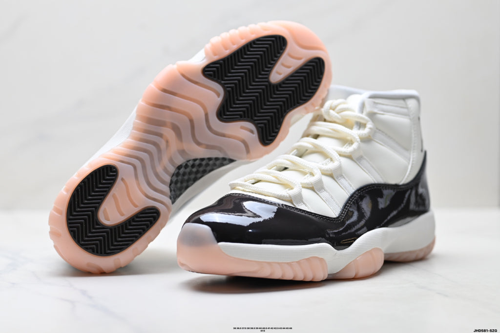 Air Jordan 11 Retro White Black and Pink Unisex Sneakers Style 21 detail view 7