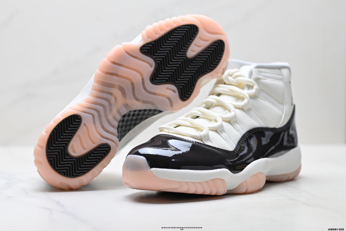 Air Jordan 11 Retro White Black and Pink Unisex Sneakers Style 21 detail view 7