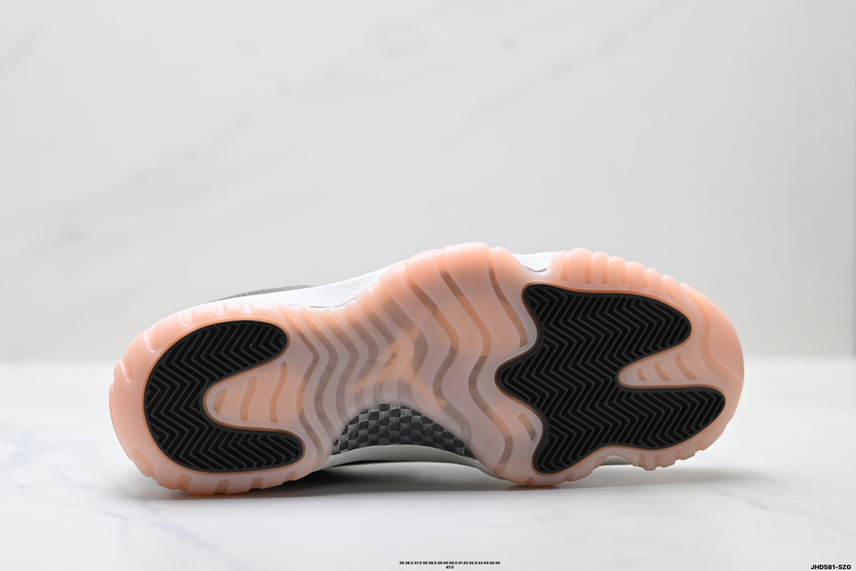 Air Jordan 11 Retro White Black and Pink Unisex Sneakers Style 21 detail view 8