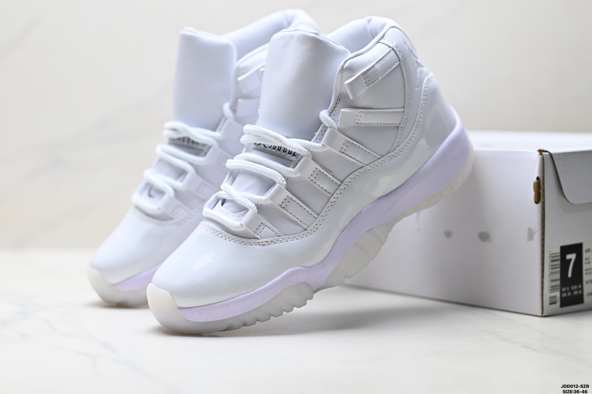 Air Jordan 11 Retro White and Lavender Unisex Sneakers Style 23 detail view 7