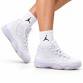 Air Jordan 11 Retro White and Lavender Unisex Sneakers Style 23 on-foot main image