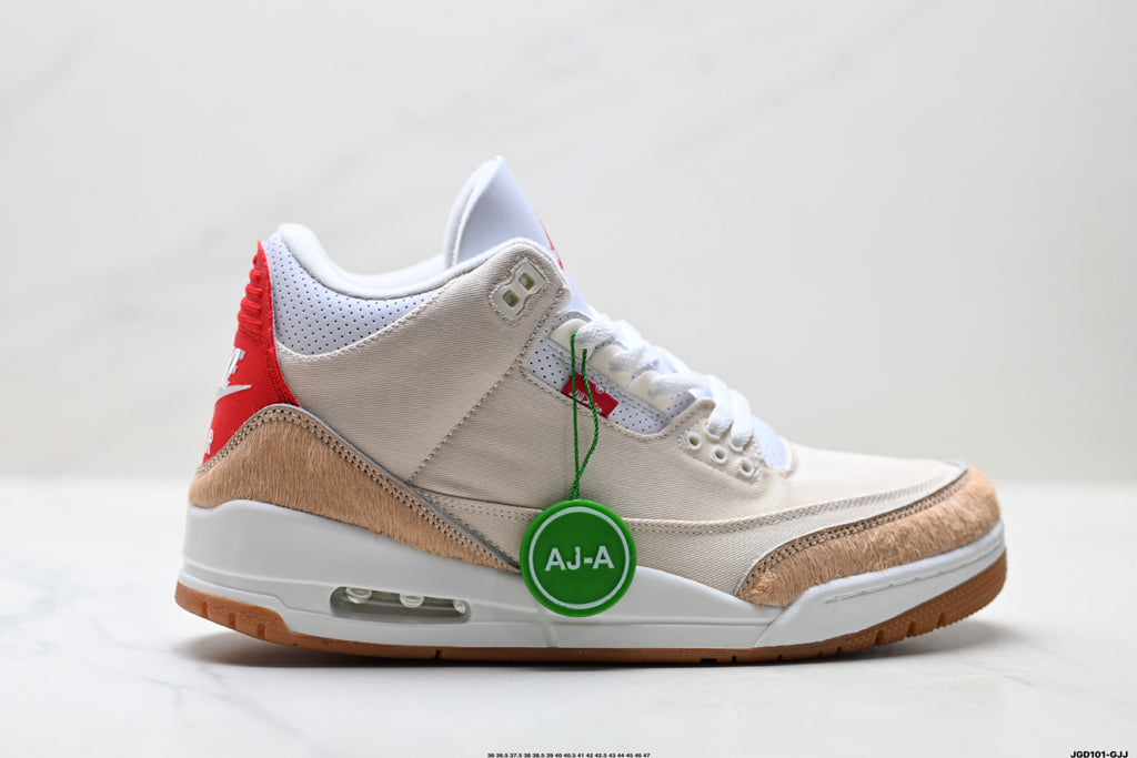 Air Jordan 3 Retro White Tan Gum sneakers detail view 1