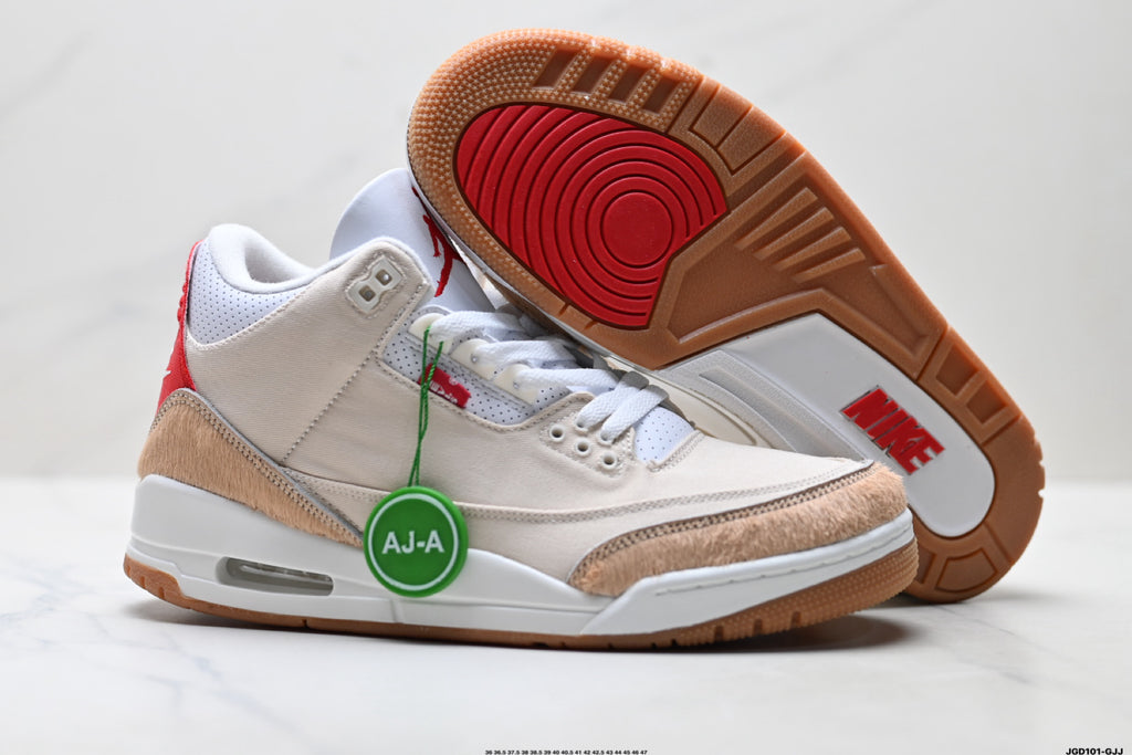 Air Jordan 3 Retro White Tan Gum sneakers detail view 5