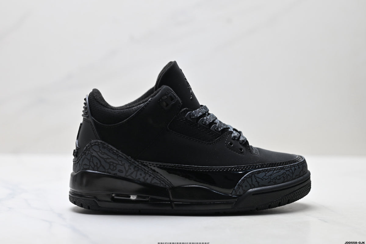 Air Jordan 3 Retro Triple Black sneakers detail view 1