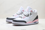 Air Jordan 3 Retro White Grey Pink sneakers detail view 4