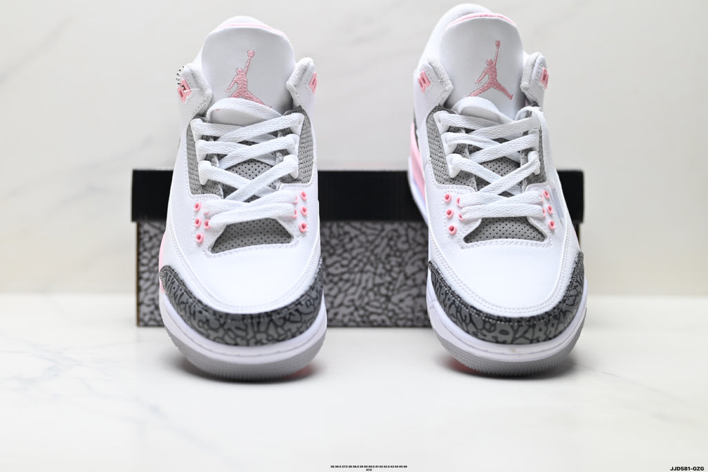 Air Jordan 3 Retro White Grey Pink sneakers detail view 7