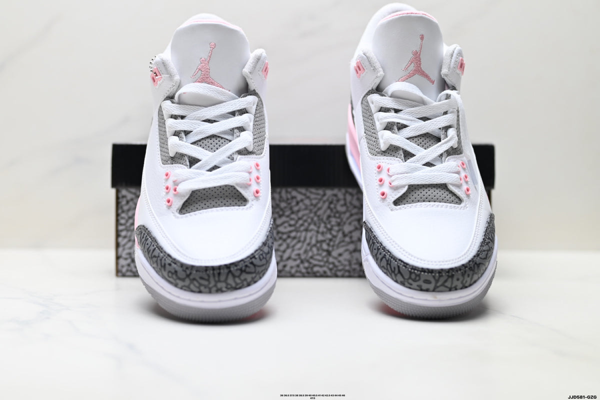 Air Jordan 3 Retro White Grey Pink sneakers detail view 7