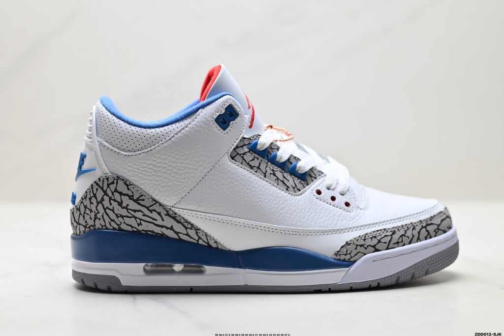 Air Jordan 3 Retro White Royal Blue Cement sneakers detail view 1