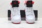 Air Jordan 5 Retro White Fire Red Black Sneakers detail view 7