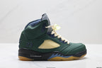 Air Jordan 5 Retro Green Gold Navy Sneakers detail view 1
