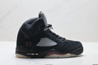 Air Jordan 5 Retro Triple Black Red Accent Sneakers detail view 1