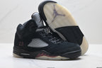 Air Jordan 5 Retro Triple Black Red Accent Sneakers detail view 5