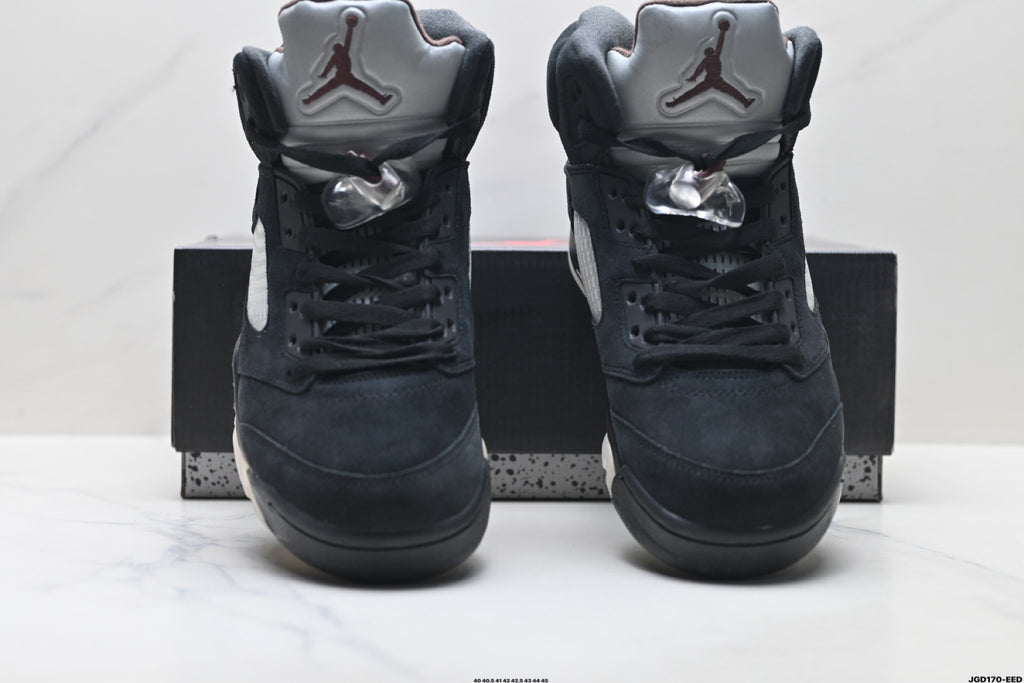 Air Jordan 5 Retro Triple Black Red Accent Sneakers detail view 7