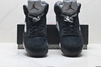 Air Jordan 5 Retro Triple Black Red Accent Sneakers detail view 7