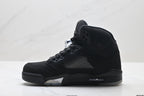 Air Jordan 5 Retro Black Metallic Silver Sneakers detail view 3