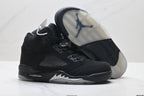 Air Jordan 5 Retro Black Metallic Silver Sneakers detail view 5
