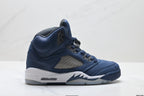 Air Jordan 5 Retro Navy Blue White Sneakers detail view 1