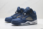 Air Jordan 5 Retro Navy Blue White Sneakers detail view 4