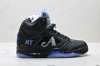 Air Jordan 5 Retro Black Royal Blue White Sneakers detail view 1