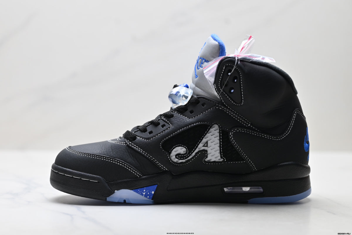 Air Jordan 5 Retro Black Royal Blue White Sneakers detail view 3