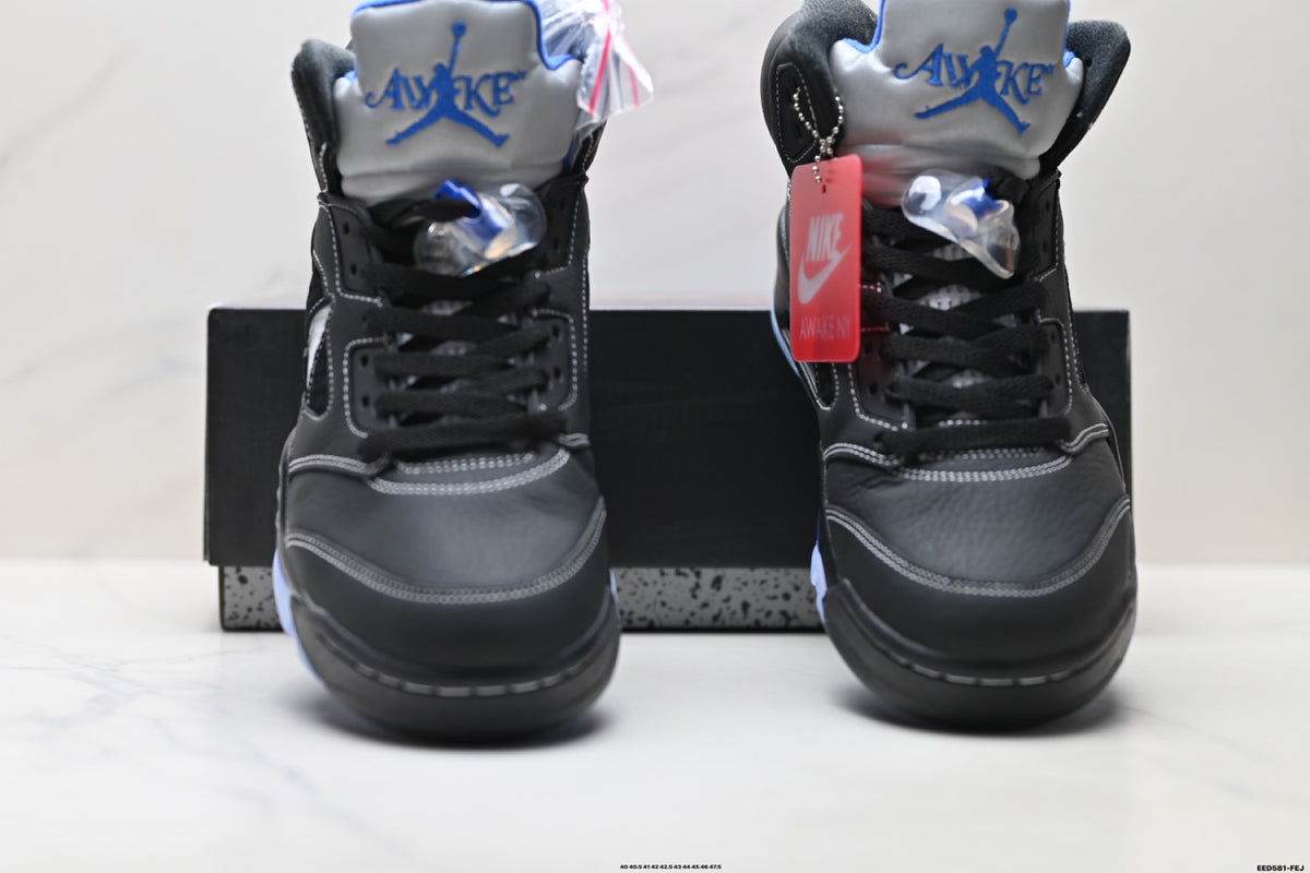Air Jordan 5 Retro Black Royal Blue White Sneakers detail view 7