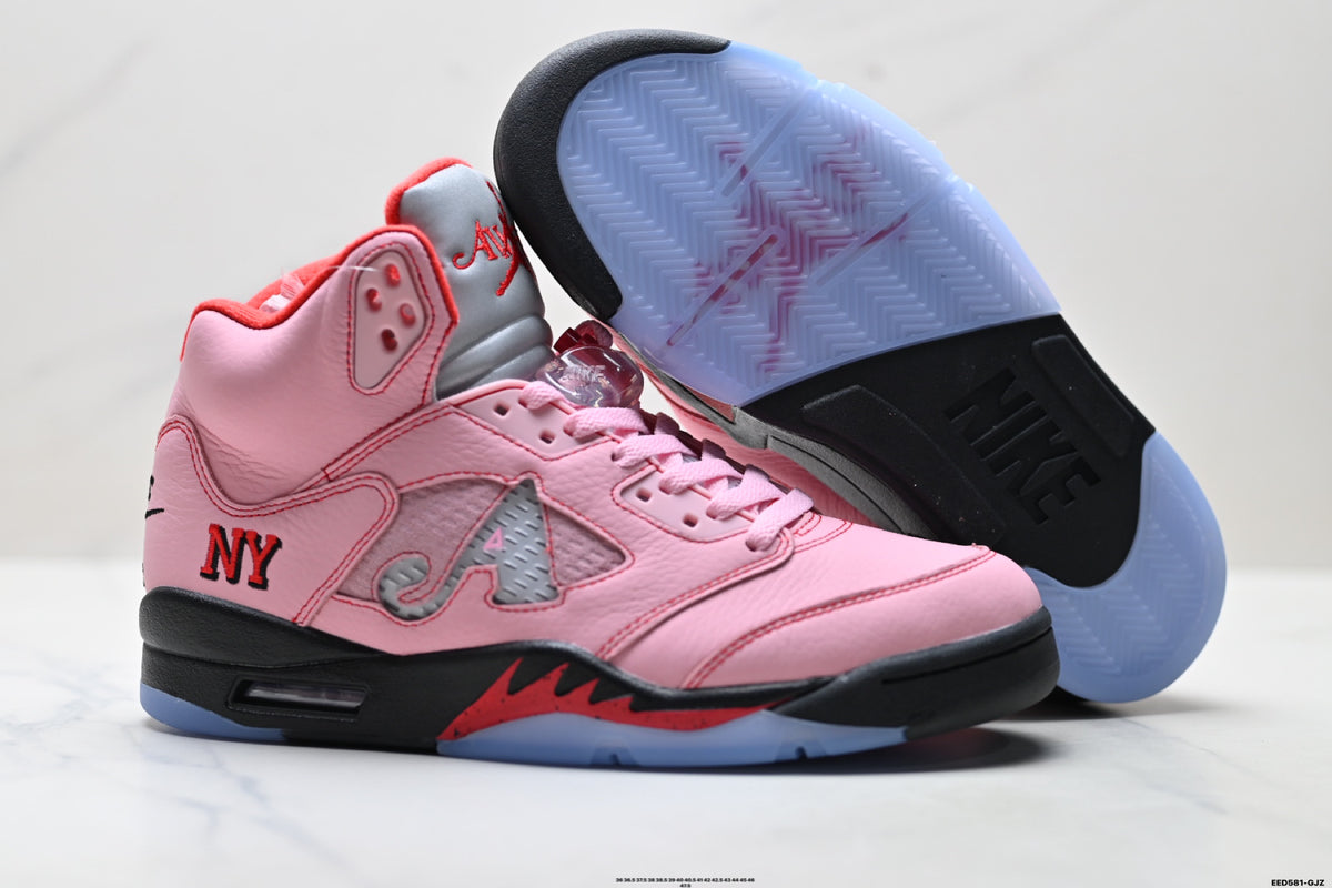 Air Jordan 5 Retro Pink Black Ice Blue Sneakers detail view 5