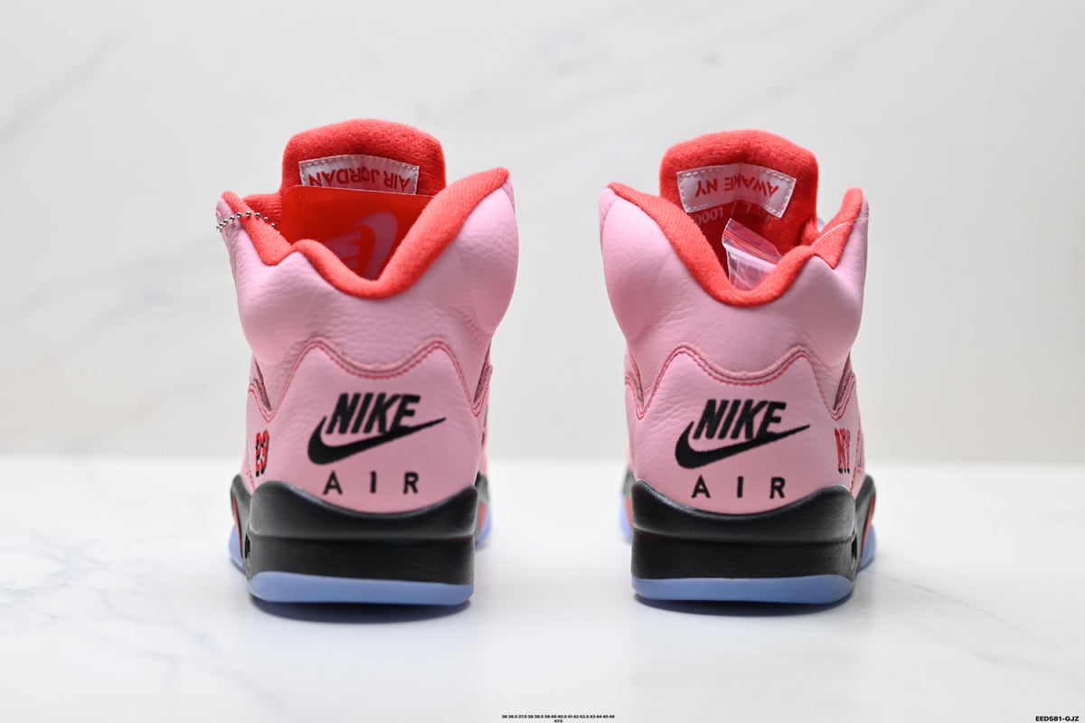 Air Jordan 5 Retro Pink Black Ice Blue Sneakers detail view 6