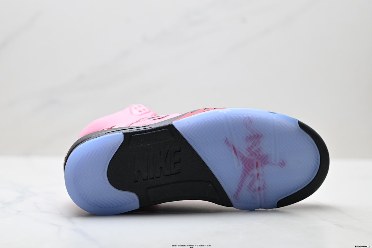 Air Jordan 5 Retro Pink Black Ice Blue Sneakers detail view 8