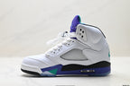 Air Jordan 5 Retro White Purple Emerald Sneakers detail view 3