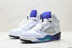 Air Jordan 5 Retro White Purple Emerald Sneakers detail view 4