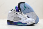Air Jordan 5 Retro White Purple Emerald Sneakers detail view 5