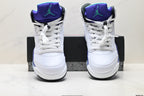 Air Jordan 5 Retro White Purple Emerald Sneakers detail view 7