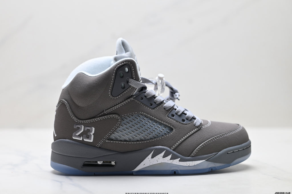 Air Jordan 5 Retro Cool Grey Silver Sneakers detail view 1