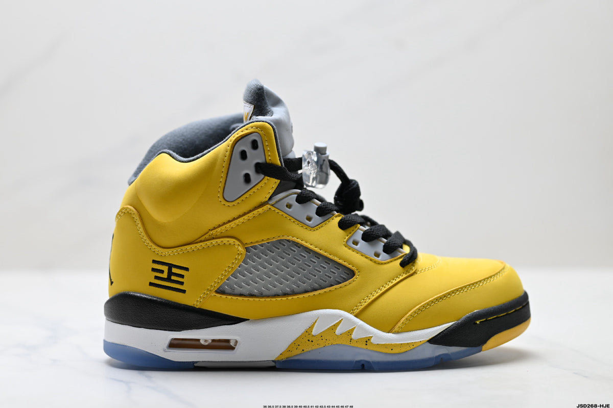 Air Jordan 5 Retro University Gold Black Sneakers detail view 1