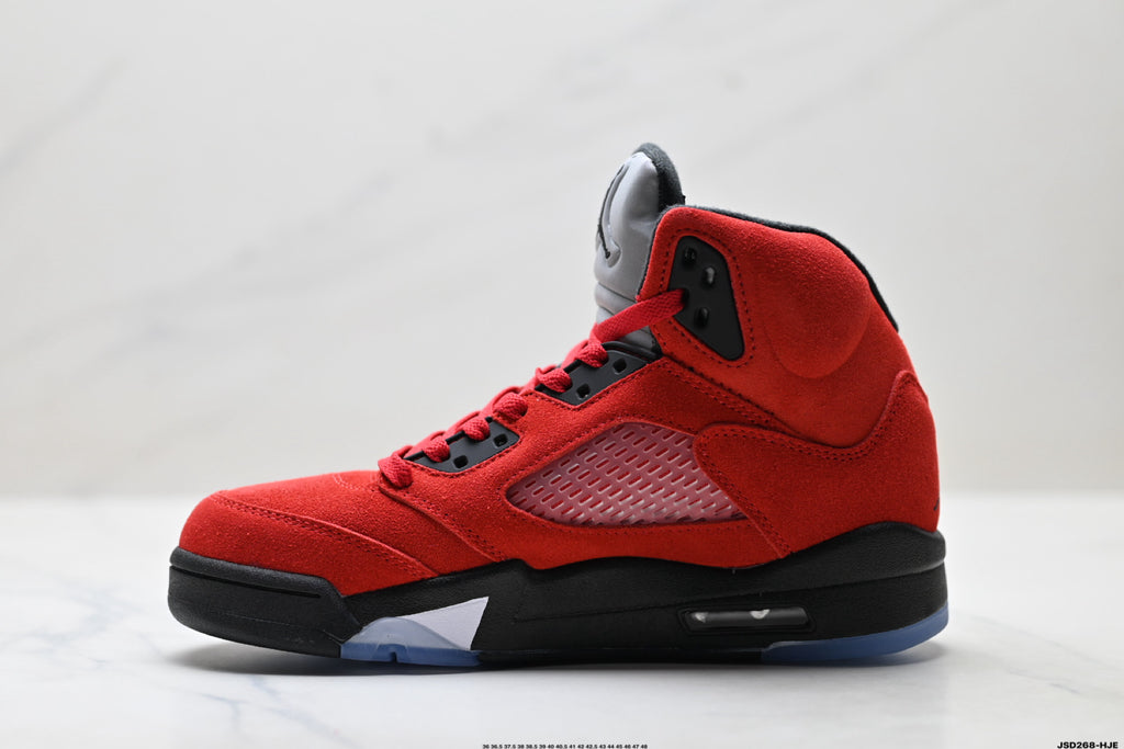 Air Jordan 5 Retro University Red Black Sneakers detail view 3