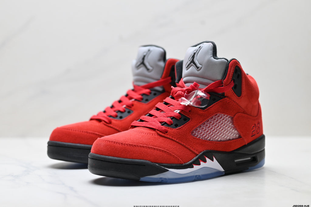 Air Jordan 5 Retro University Red Black Sneakers detail view 4
