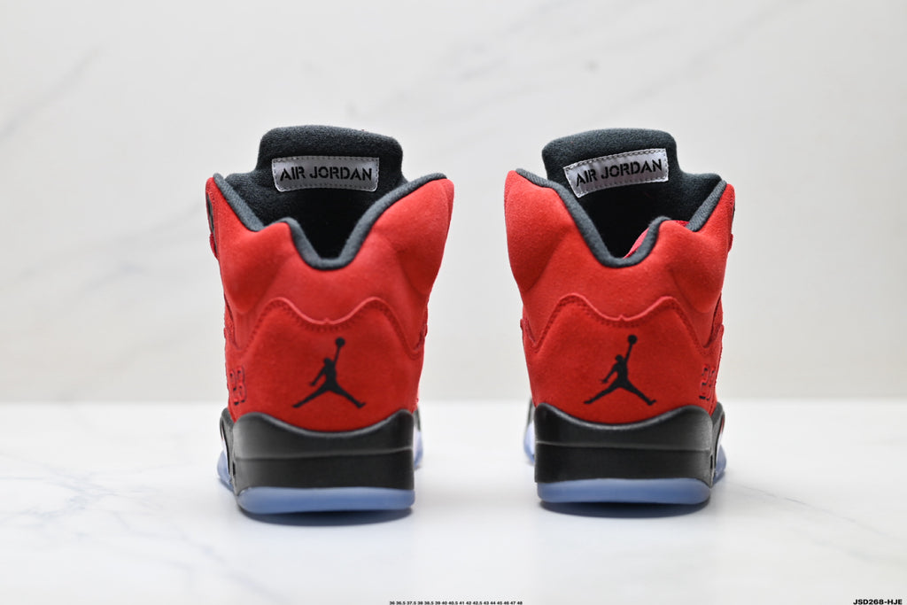 Air Jordan 5 Retro University Red Black Sneakers detail view 6