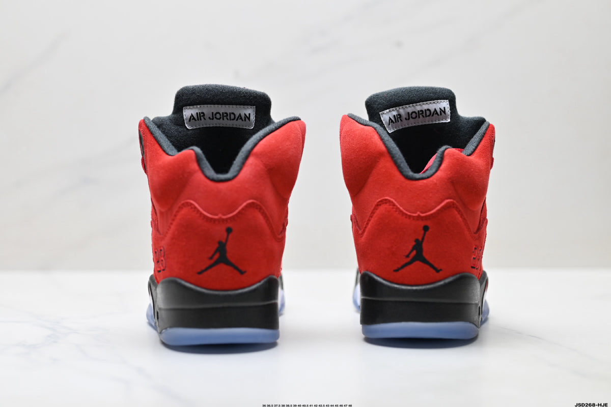 Air Jordan 5 Retro University Red Black Sneakers detail view 6