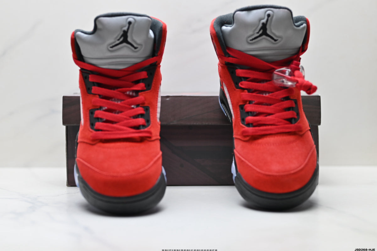 Air Jordan 5 Retro University Red Black Sneakers detail view 7