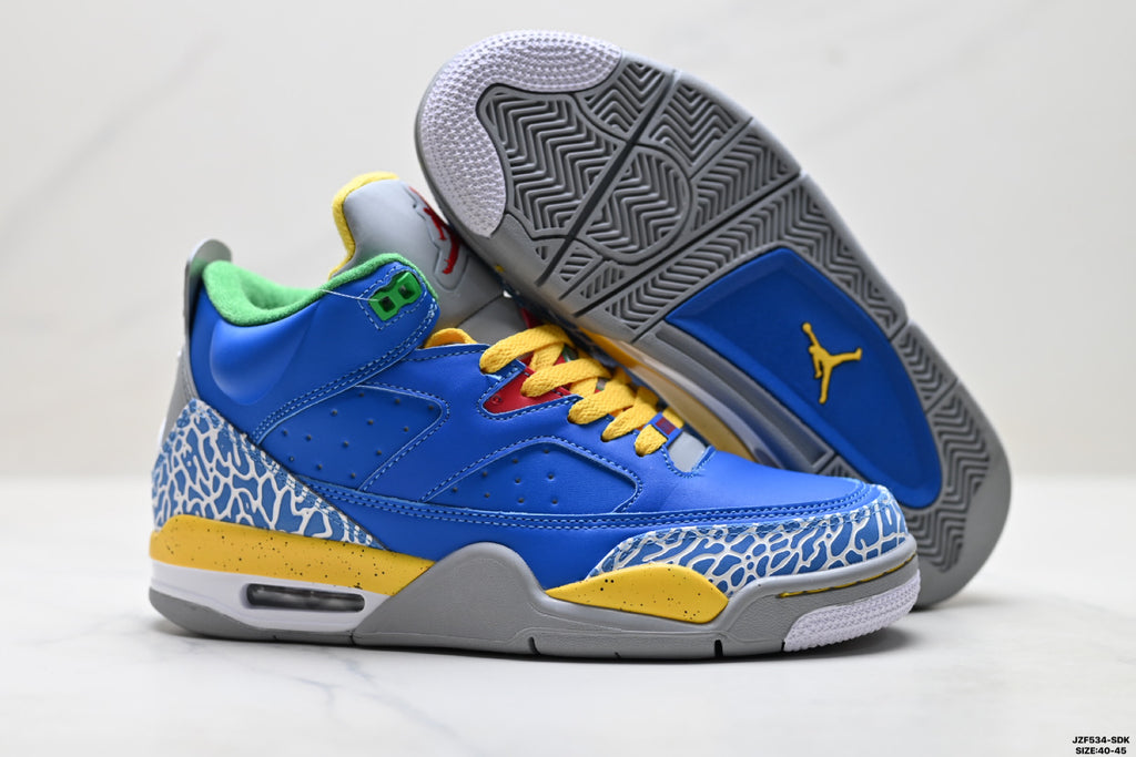 Air Jordan 5 Retro Royal Blue Yellow Green Sneakers detail view 5
