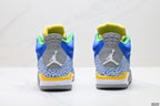 Air Jordan 5 Retro Royal Blue Yellow Green Sneakers detail view 6