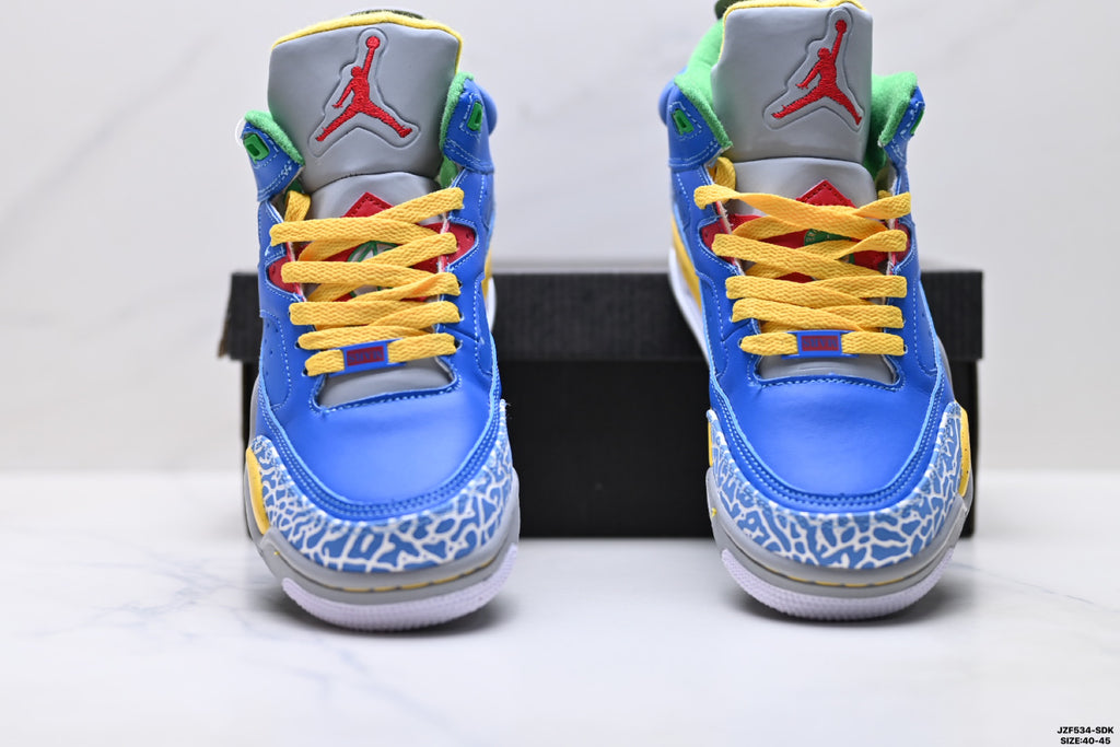 Air Jordan 5 Retro Royal Blue Yellow Green Sneakers detail view 7
