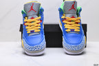 Air Jordan 5 Retro Royal Blue Yellow Green Sneakers detail view 7