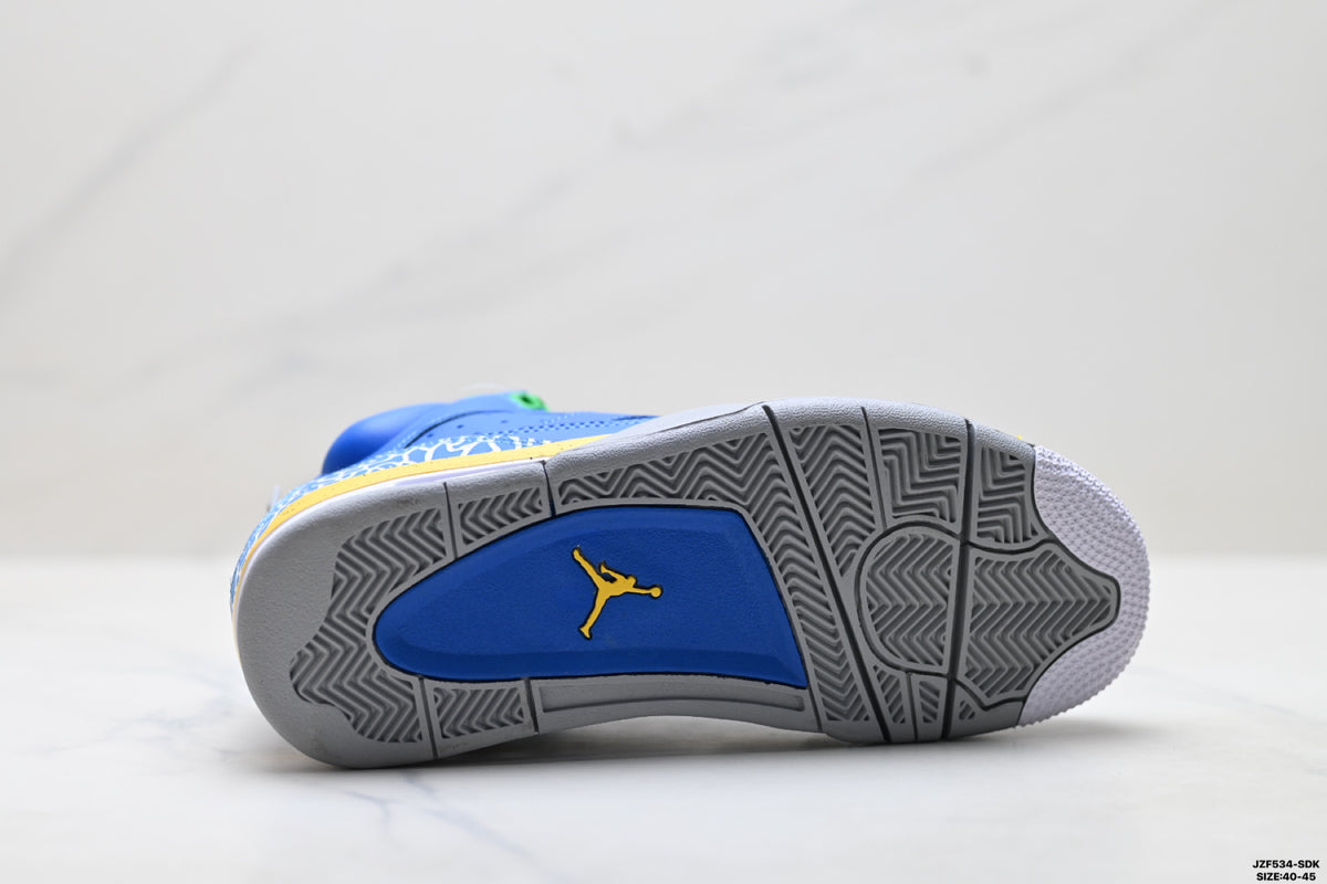 Air Jordan 5 Retro Royal Blue Yellow Green Sneakers detail view 8