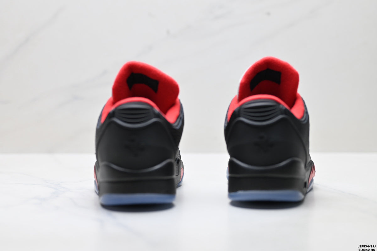 Air Jordan 5 Low Black Fire Red Sneakers detail view 6