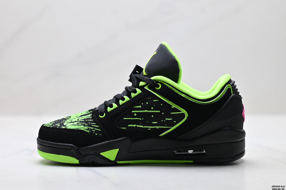Air Jordan 5 Low Black Electric Green Sneakers detail view 3